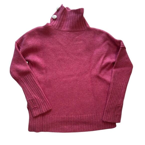 Zadig & Voltaire Alma Cashmere Turtleneck Knit Sweater Pink Buttons Thumbholes - Picture 12 of 13